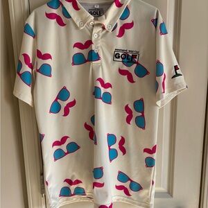 Medium Men’s Weekend Warrior Golf Shirt with Sunglasses Print